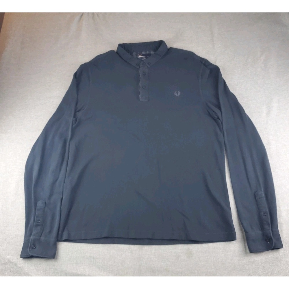 Fred Perry Shirt Mens XL Charcoral Polo Long Sleeve Slim Fit M1363